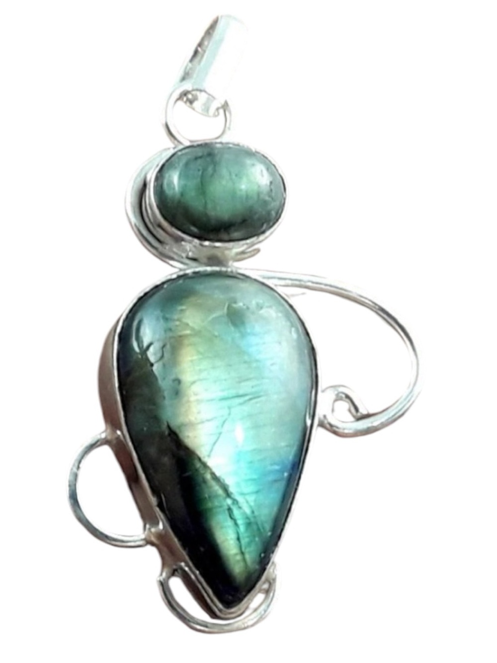 Crystal Goddess Labradorite Crystal Gemstone Silver Pendant
